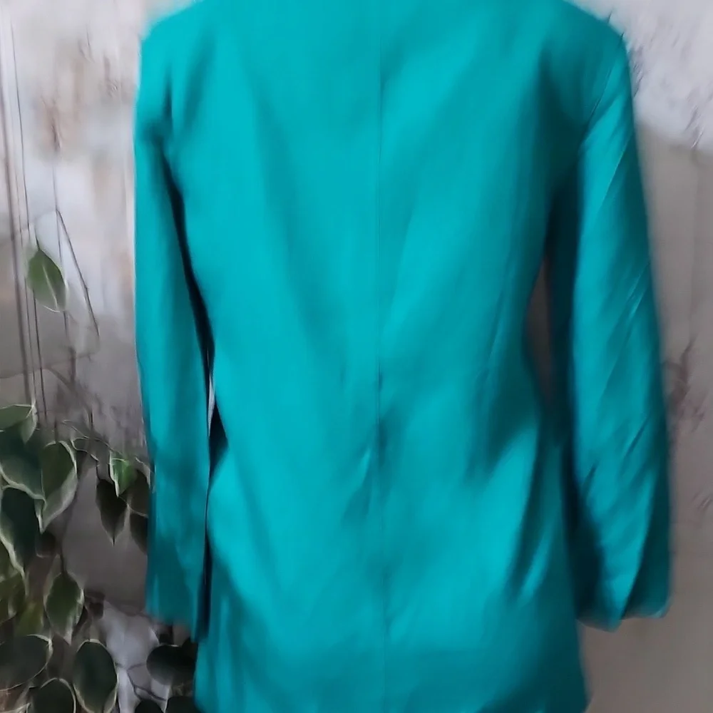 Christian Dior One Button Rayon Green Blazer With Patch Pockets 8